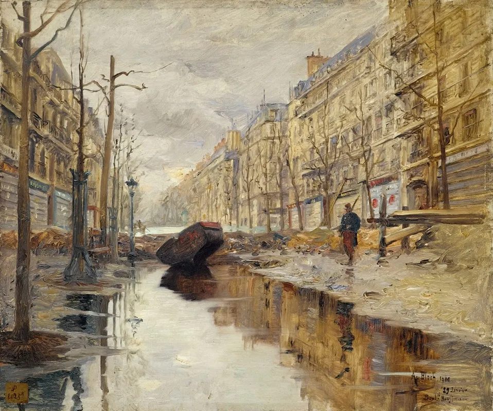 Le Boulevard Haussmann Pendant Les Inondations De 1910 by Alexandre Bloch - Canvas Print