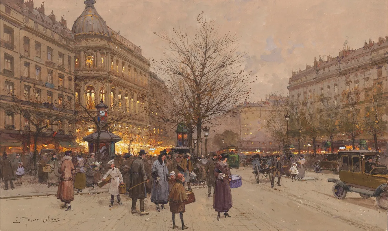 Le Boulevard Vers La Pont by Eugène Galien-Laloue - Canvas Print