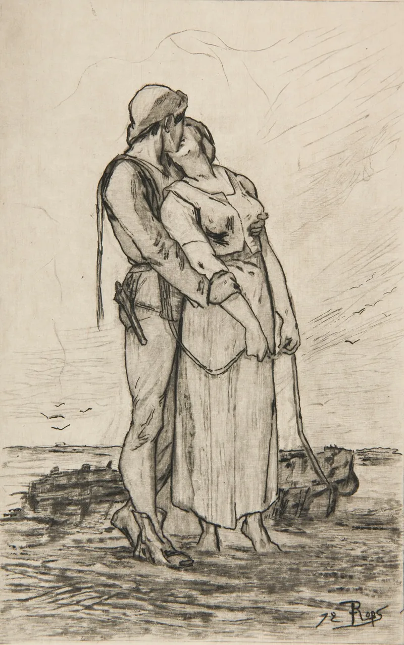Le Bout Du Sillon by Félicien Rops - Canvas Print