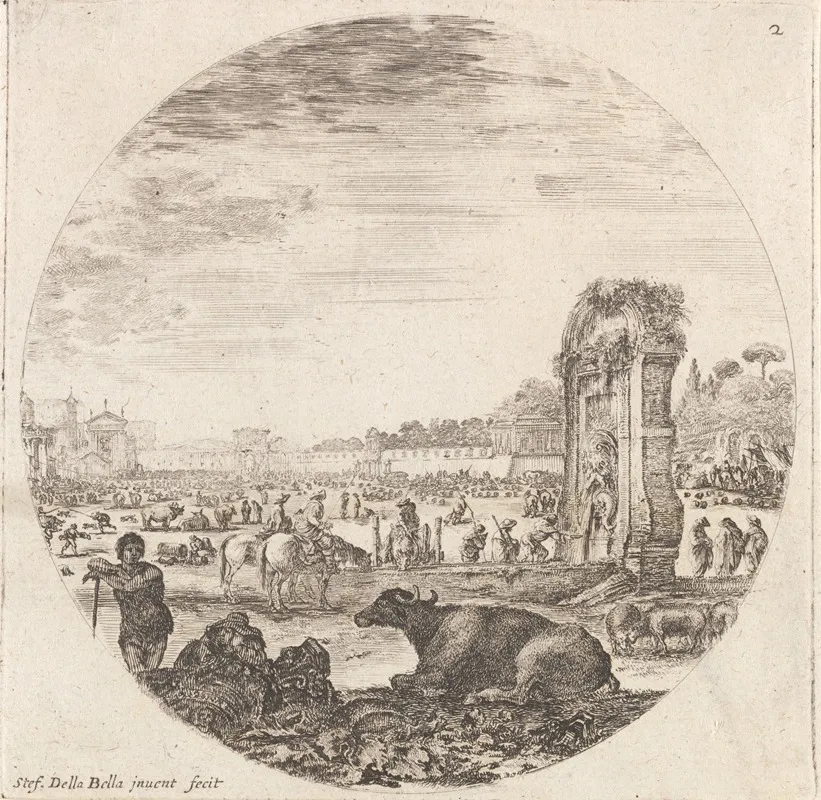 Le Campo Vaccino by Stefano Della Bella - Canvas Print