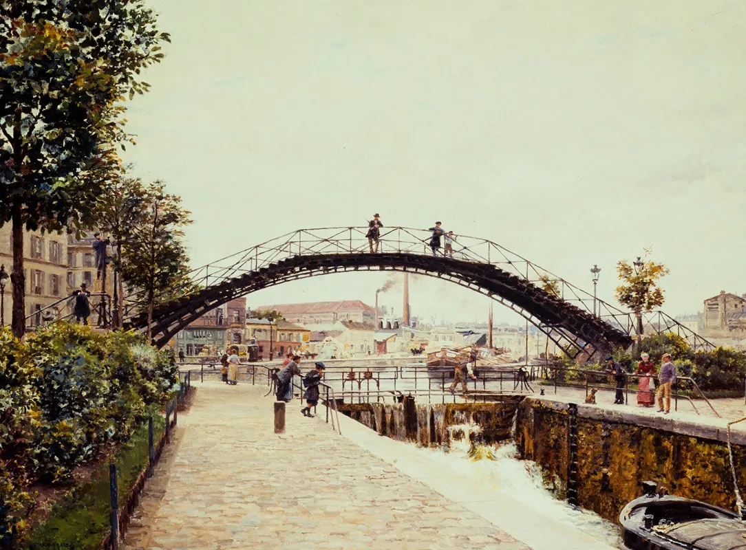 Le Canal Saint Martin by Marie-François Firmin-Girard - Canvas Print