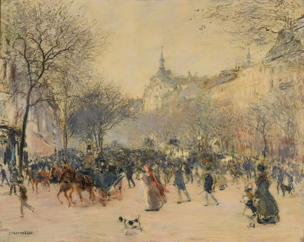 Le Carrefour Drouot A Paris by Jean François Raffaëlli - Canvas Print