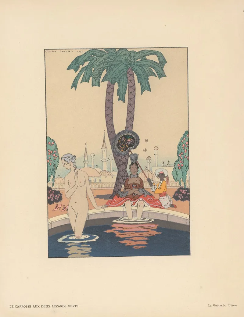 Le Carrosse Aux Deux Lezards Verts by George Barbier - Canvas Print