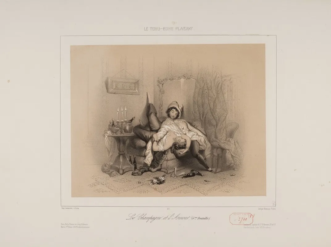 Le Champagne Et Lamour 6eme Bouteille by Joseph Betannier - Canvas Print