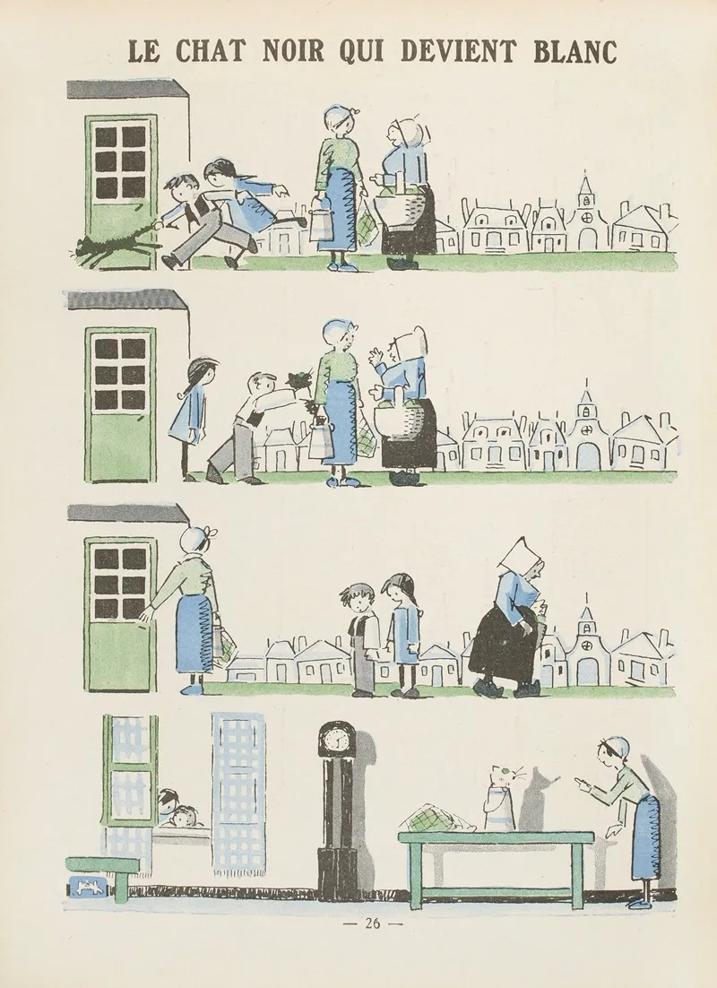 Le Chat Noir Qui Devient Blanc by André Hellé - Canvas Print