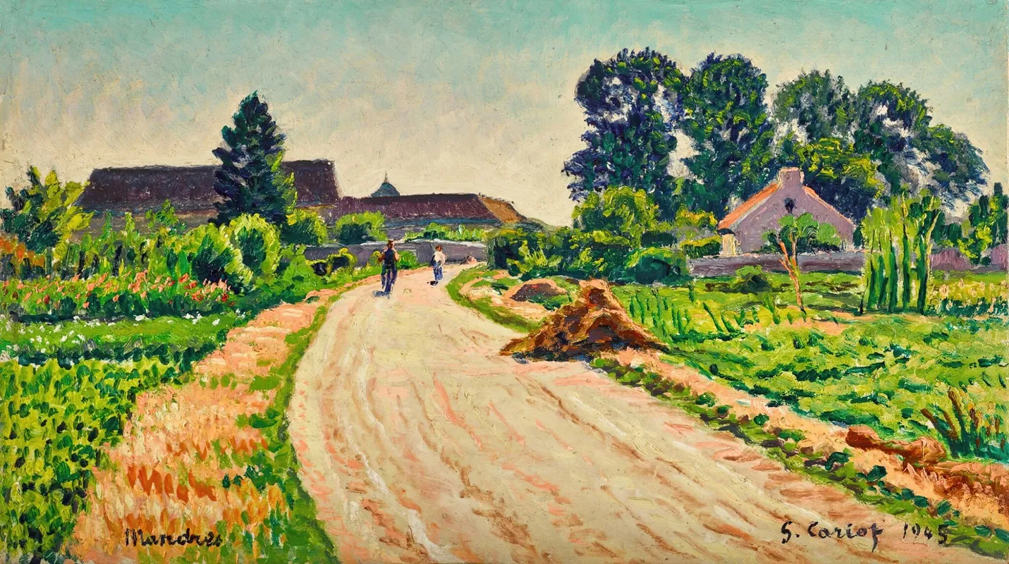 Le Chemin A Mandres by Gustave Cariot - Canvas Print