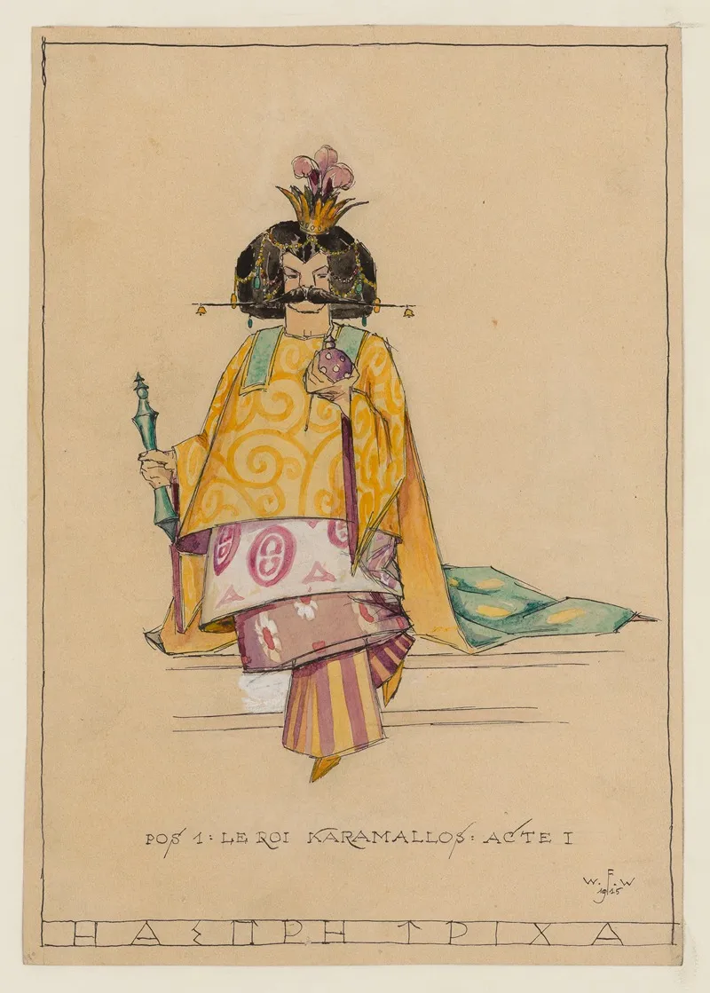 Le Cheveu Blanc Maquette De Costume Le Roi Karamallos Acte I by Walter-René Fuerst - Canvas Print