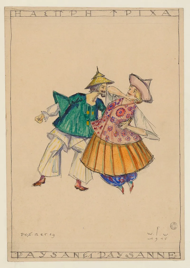 Le Cheveu Blanc Maquette De Costume Paysan Et Paysanne by Walter-René Fuerst - Canvas Print