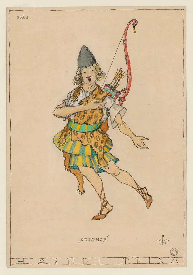 Le Cheveu Blanc Maquette De Costume Stephos Archer by Walter-René Fuerst - Canvas Print