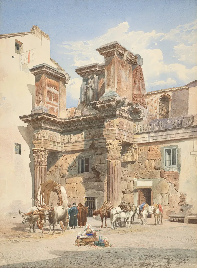 Le Colonnacce Rome Remains Of The Inner Walls Of The Forum Of Nerva by Thomas Hartley Cromek - Canvas Print