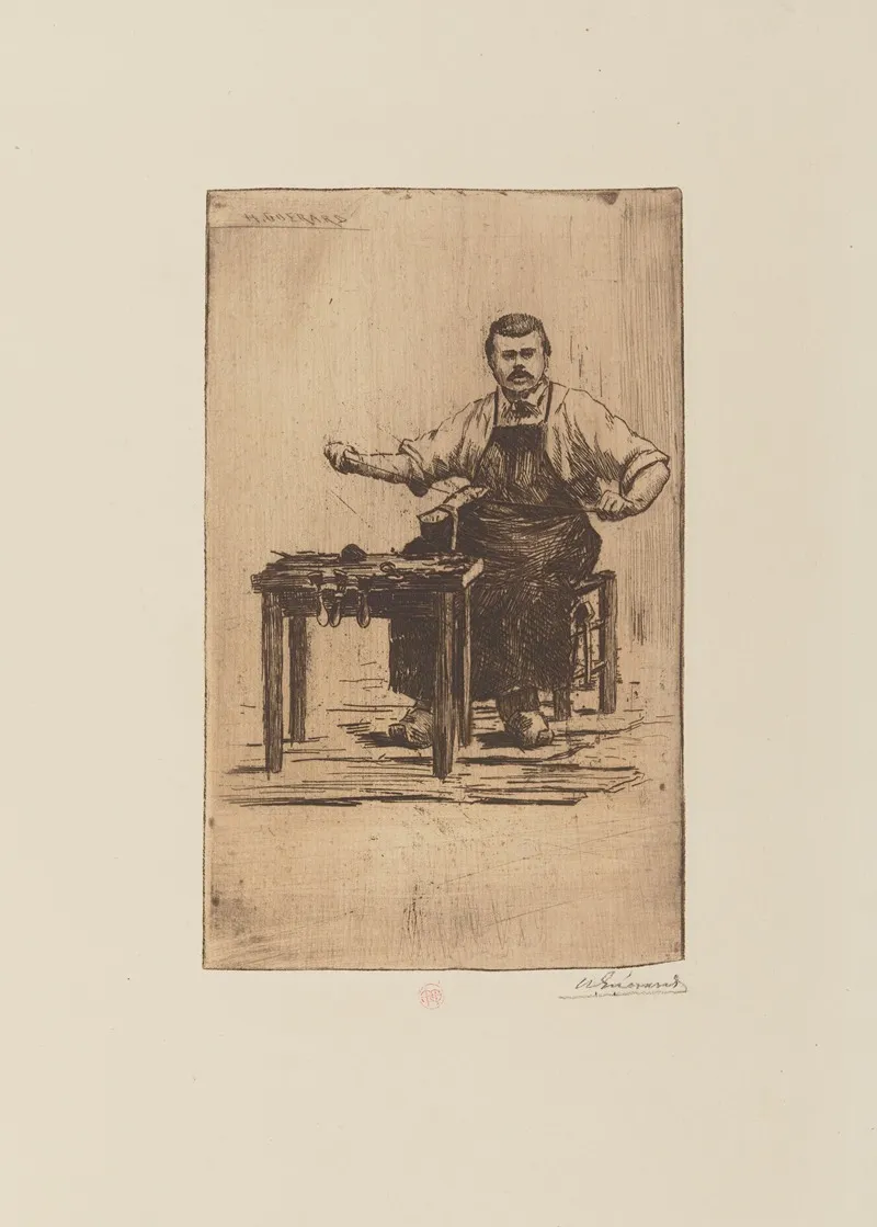 Le Cordonnier 2 by Henri-Charles Guérard - Canvas Print