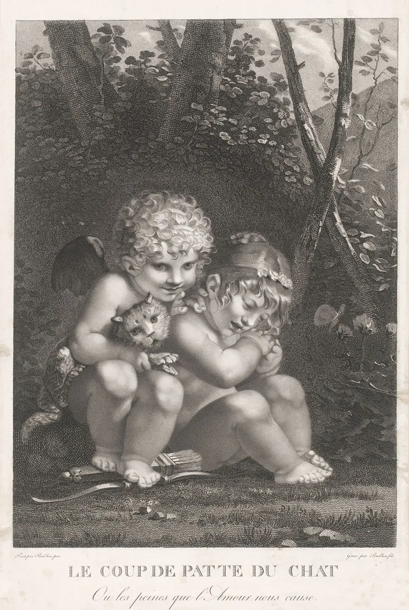 Le Coup De Patte Du Chat by Jean Prud'hon - Canvas Print