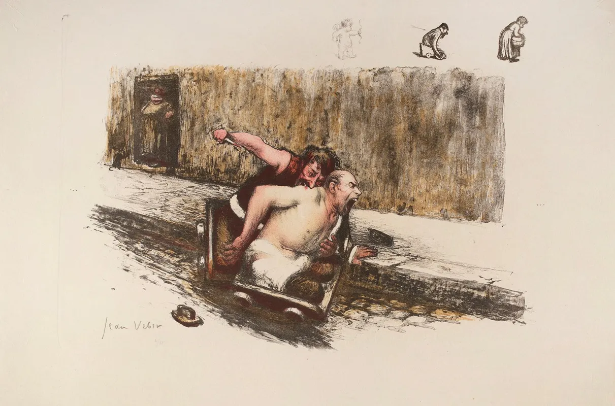 Le Crime Passionnel by Jean Veber - Canvas Print