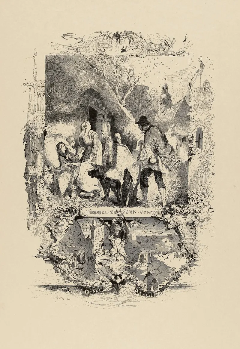 Le Depart Des Hirondelles by Edmond Morin - Canvas Print