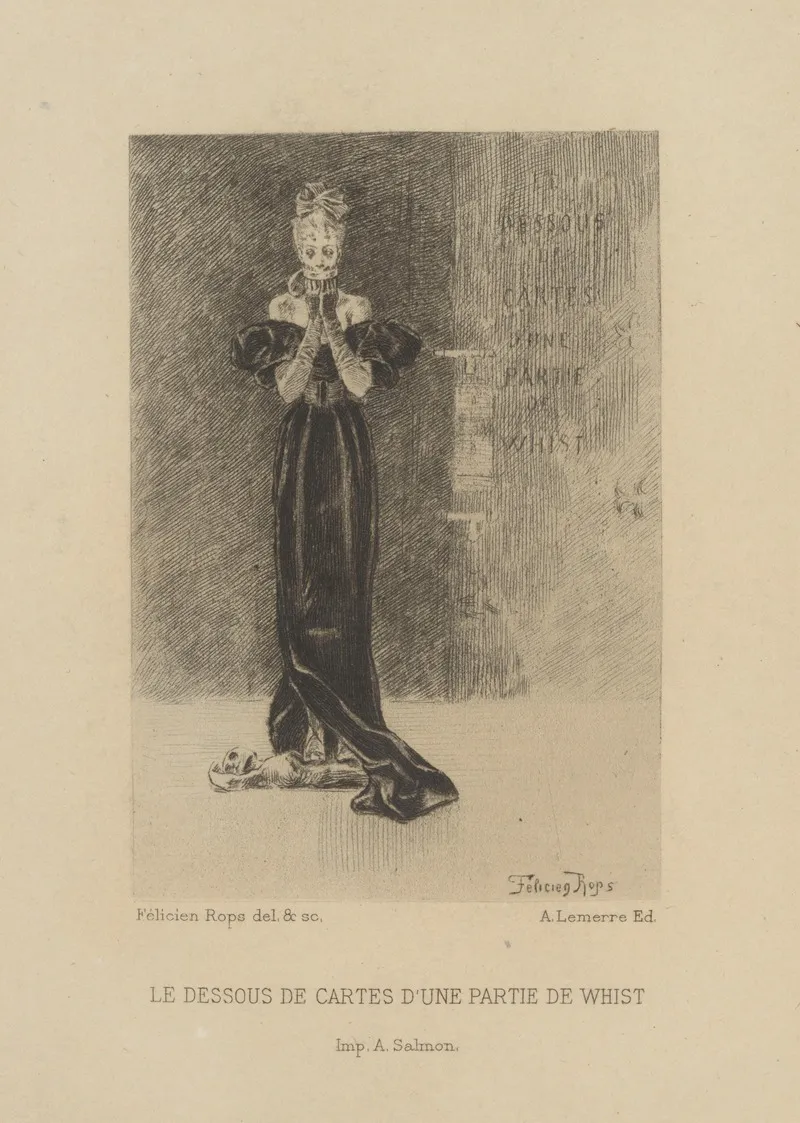 Le Dessous De Cartes Dune Partie De Whist by Félicien Rops - Canvas Print
