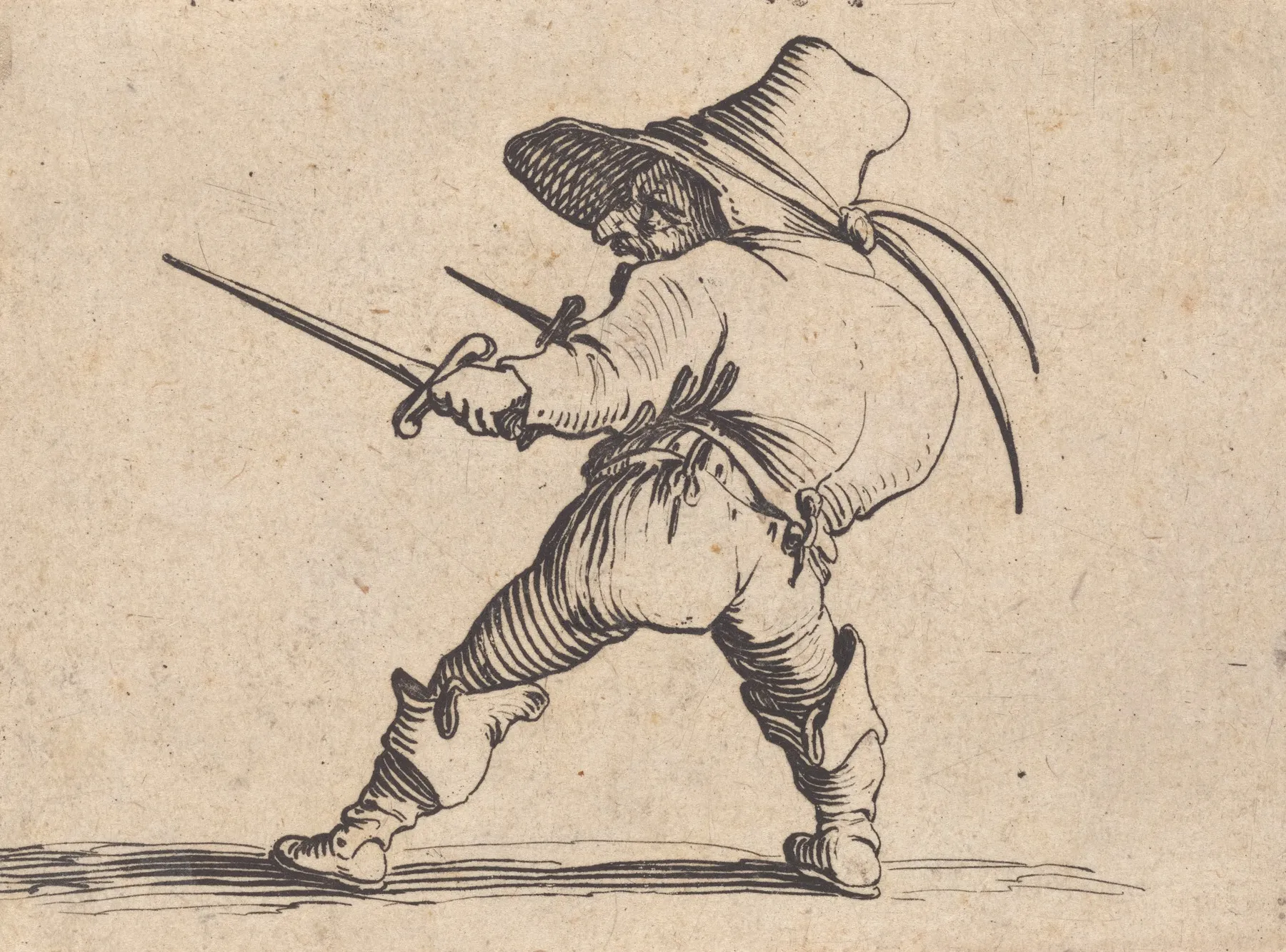 Le Duelliste A Lepee Et Au Poignard by Jacques Callot - Canvas Print