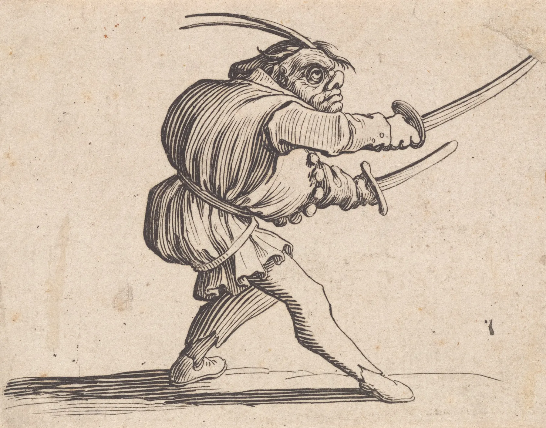 Le Duelliste Aux Deux Sabres by Jacques Callot - Canvas Print