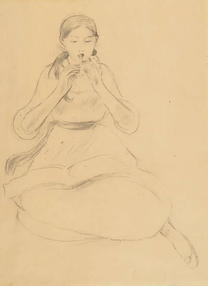 Le Flageolet 2 by Berthe Morisot - Canvas Print