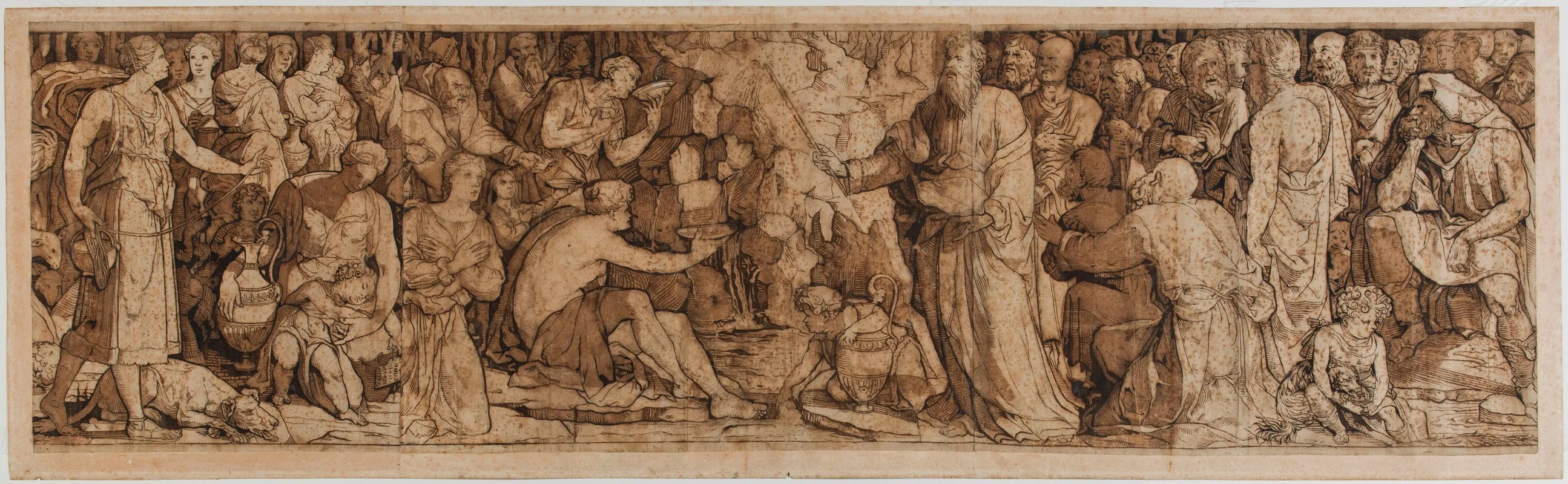 Le Frappement Du Rocher Etude Pour Un Fragment Du Pavage De La Cathedrale De Sienne by Domenico Beccafumi - Canvas Print