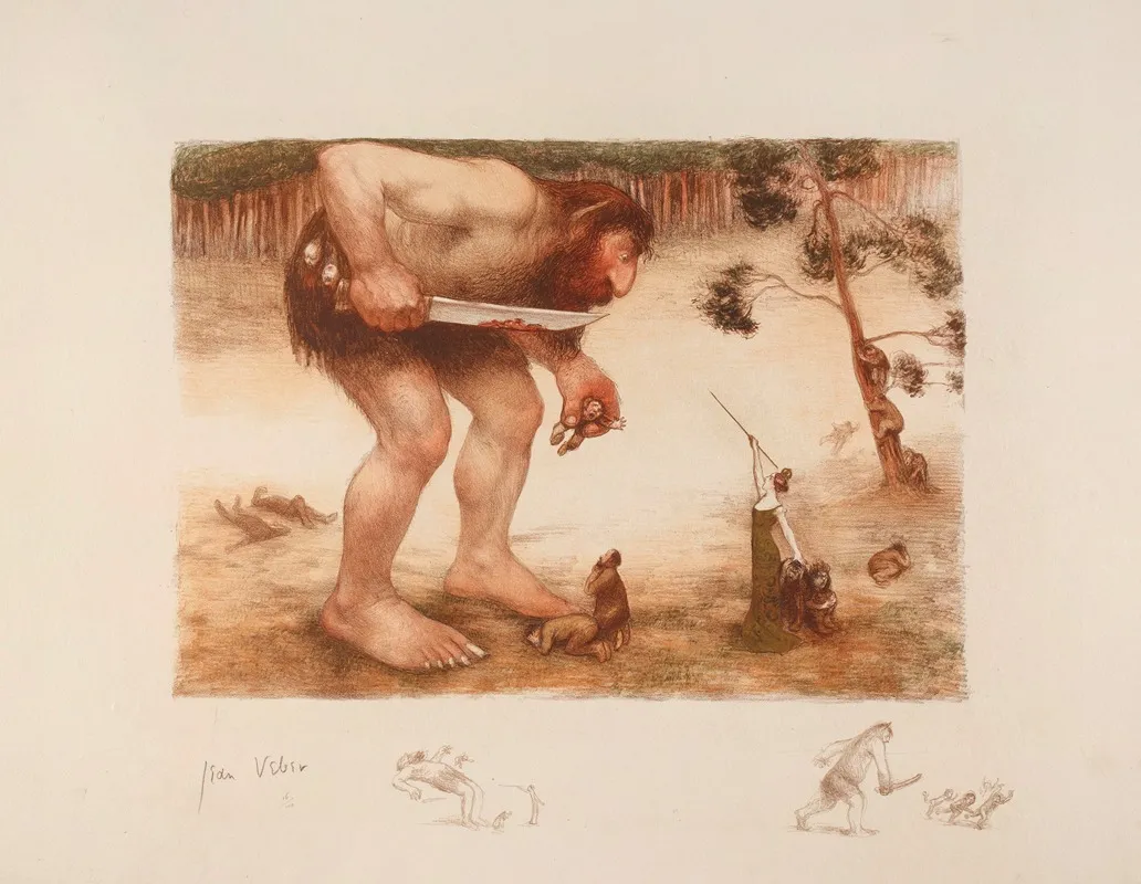 Le Geant Ou Logre Et La Fee by Jean Veber - Canvas Print