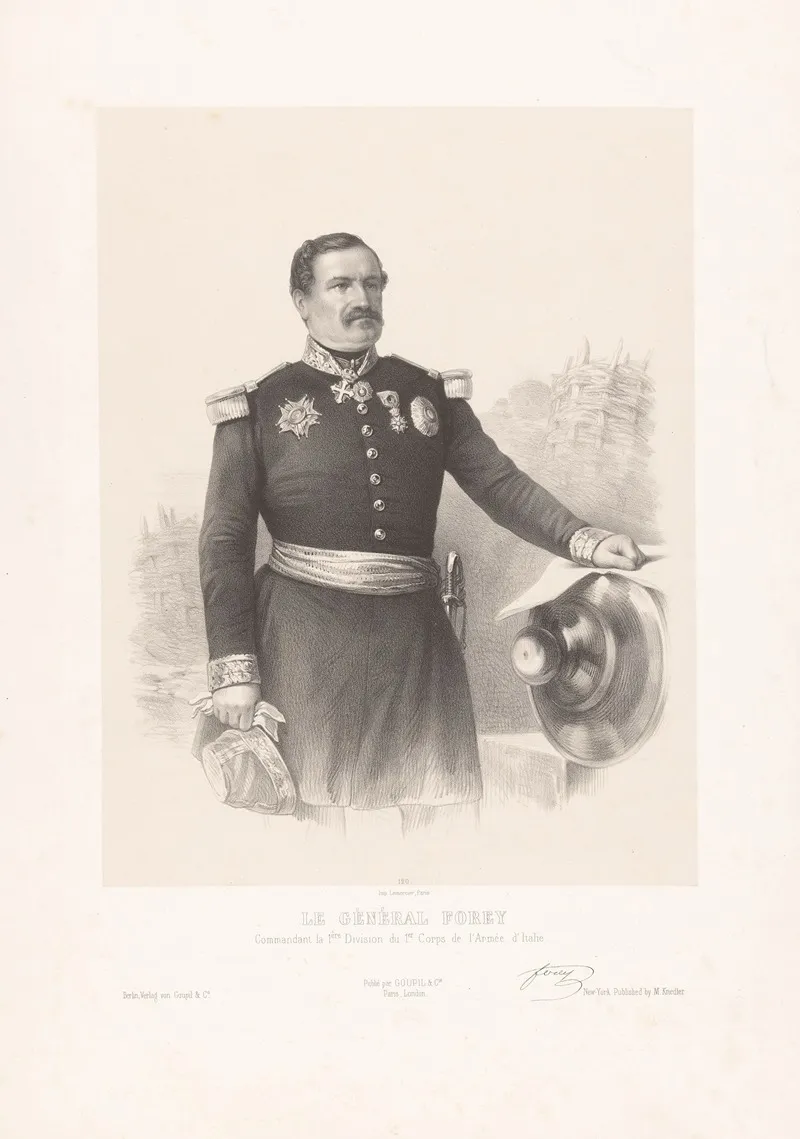 Le General Forey Commandant La 1 Ere Division Du 1 Er Corps De Larmee Ditalie by Marie-Alexandre Alophe - Canvas Print