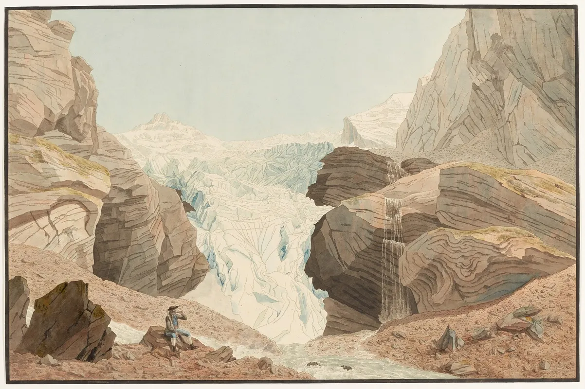 Le Glacier Nomme Rosenlaui A Cote Du Wetterhorn by Johann Jakob Biedermann - Canvas Print