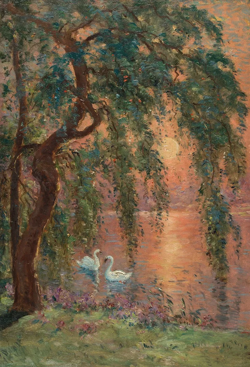 Le Lac Damour Le Saule Pleureur by Marie-Joseph-Leon Clavel (Iwill) - Canvas Print