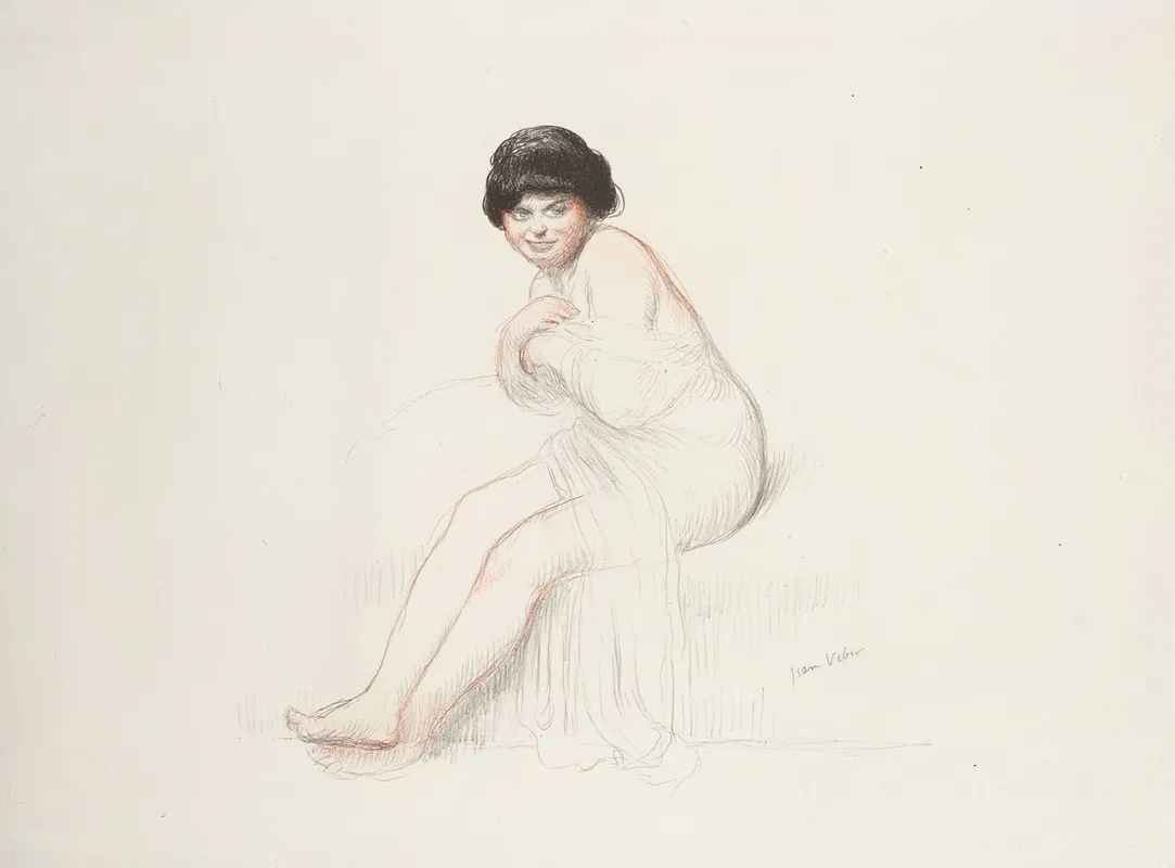 Le Nu Frileux by Jean Veber - Canvas Print