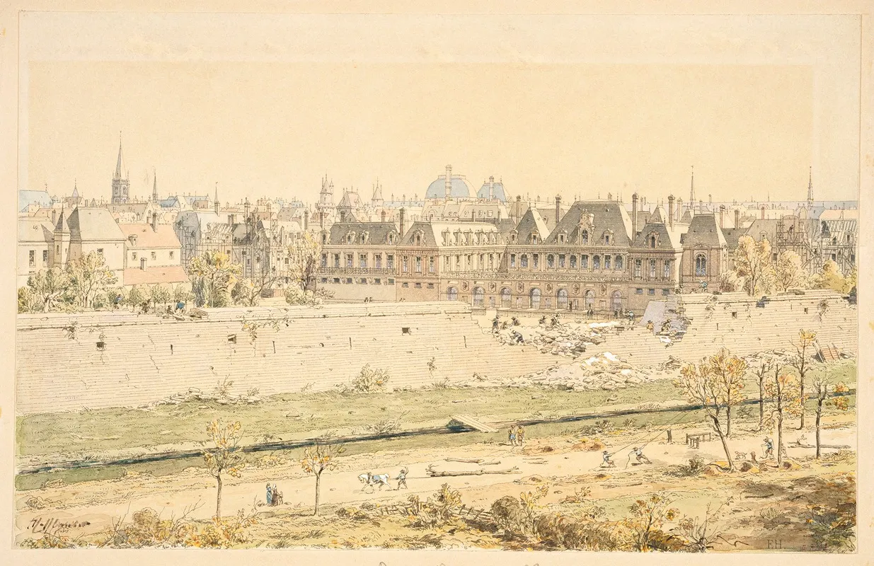 Le Palais Royal En 1634 by Fédor Hoffbauer - Canvas Print