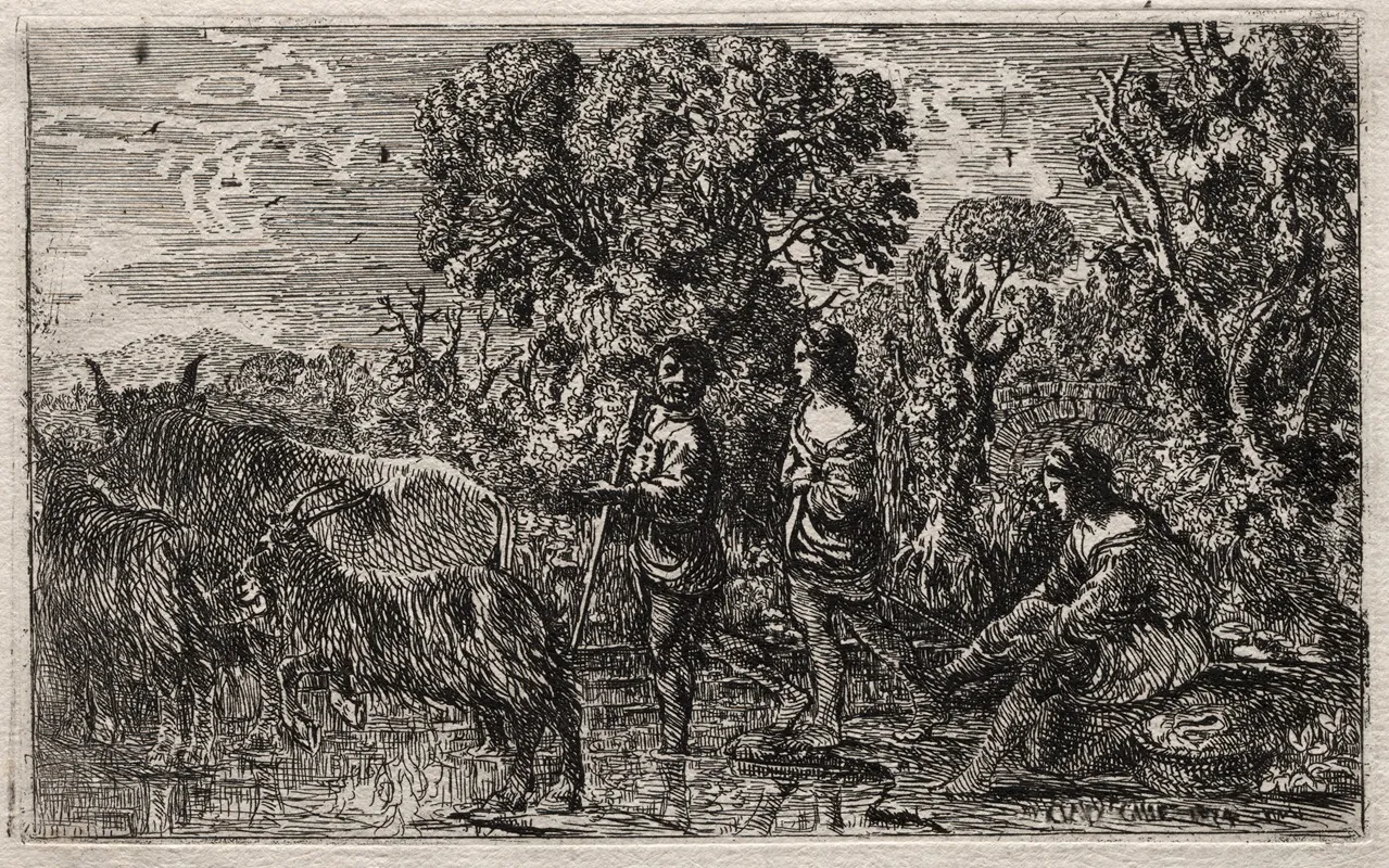 Le Passage Du Gue by Claude Lorrain - Canvas Print