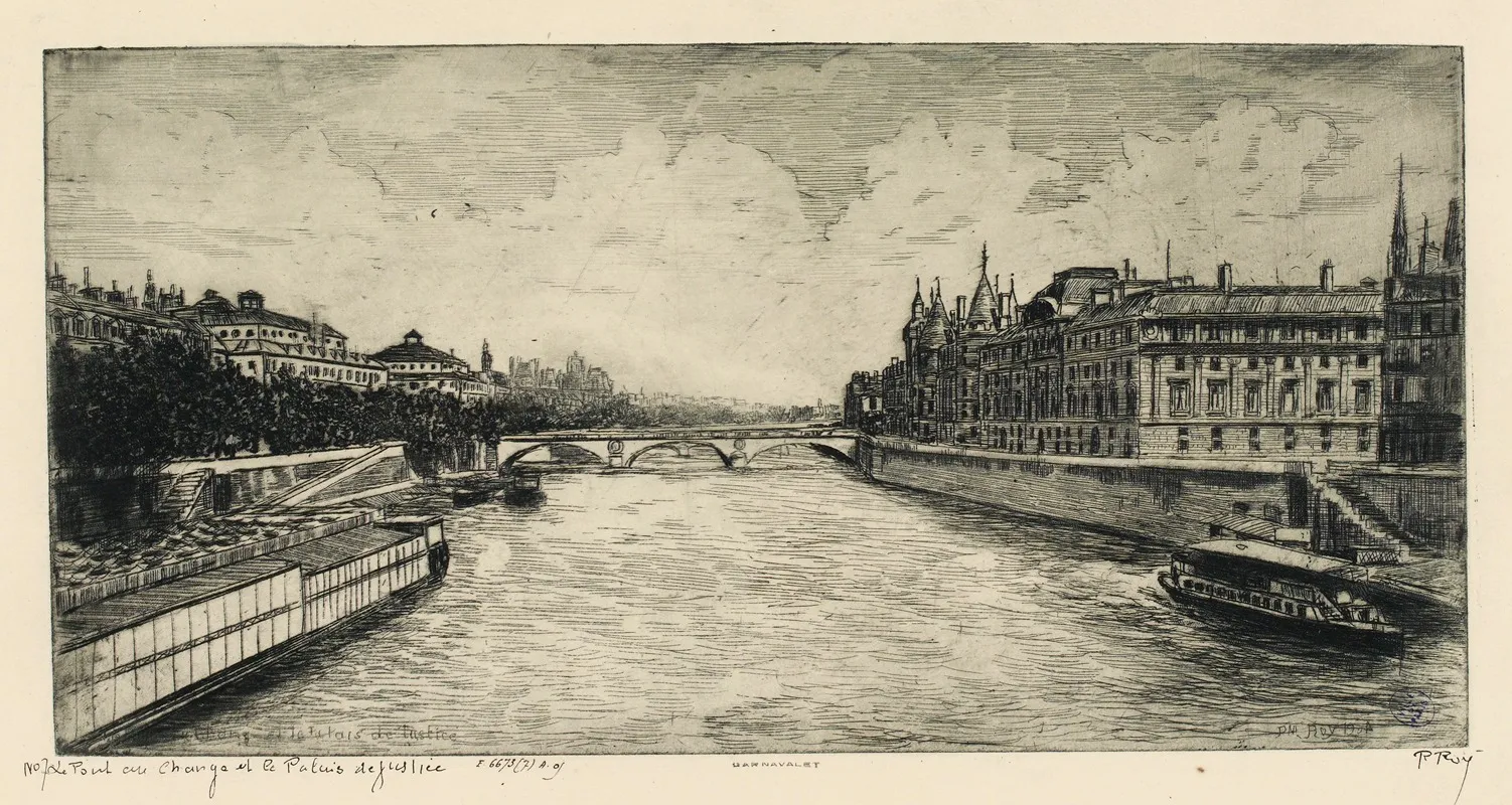 Le Pont Au Change Et Le Palais De Justice by Pierre-Marcel Roy - Canvas Print