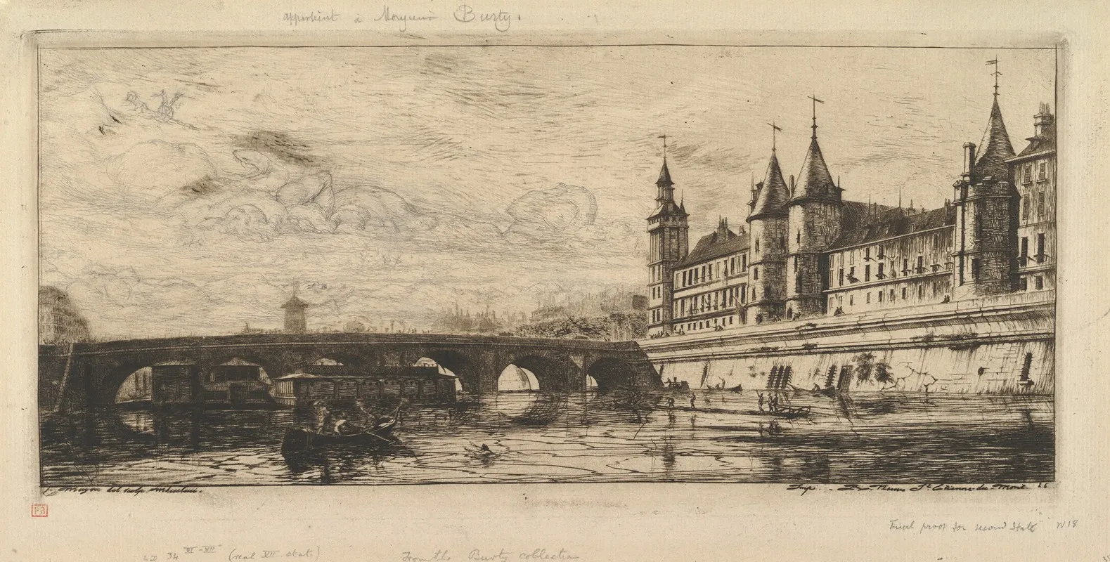 Le Pont Au Change by Charles Meryon - Canvas Print