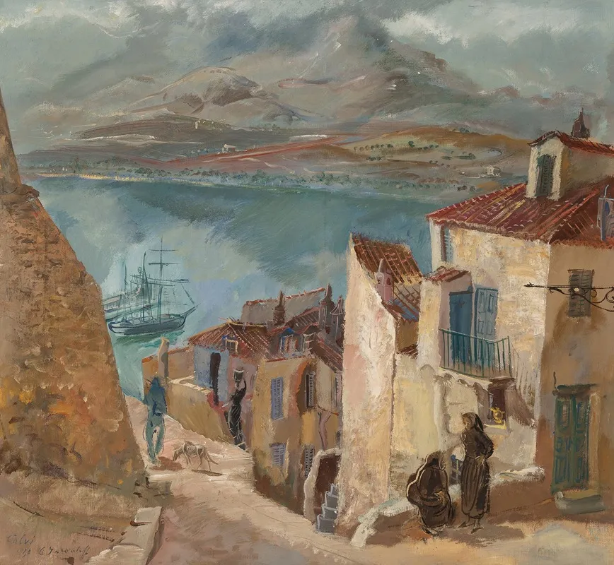 Le Port De Calvi by Alexandre Jacovleff - Canvas Print