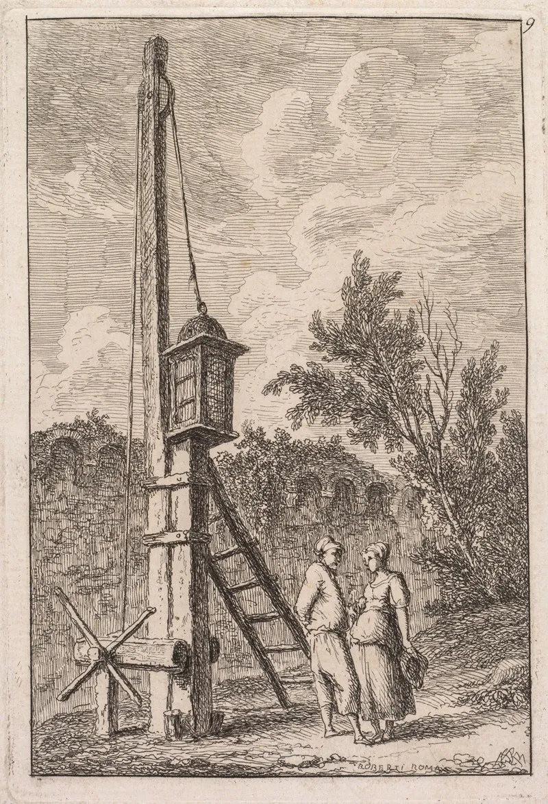 Le Poteau by Hubert Robert - Canvas Print