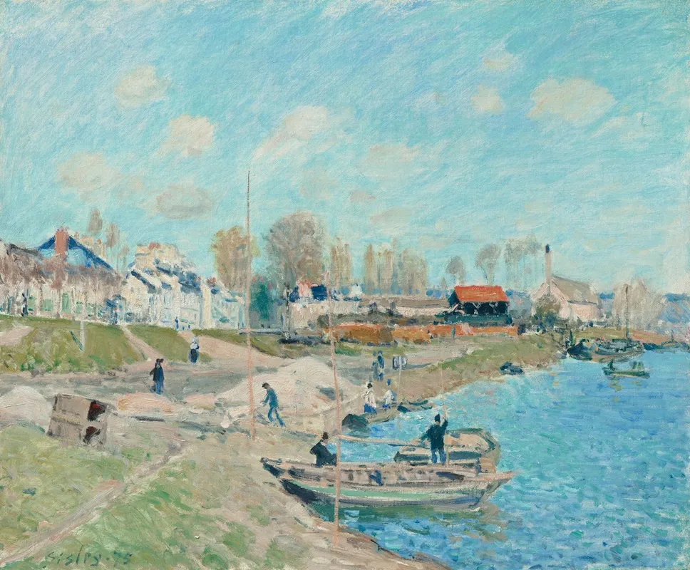 Le Quai A Sable Environs De Port Marly by Alfred Sisley - Canvas Print
