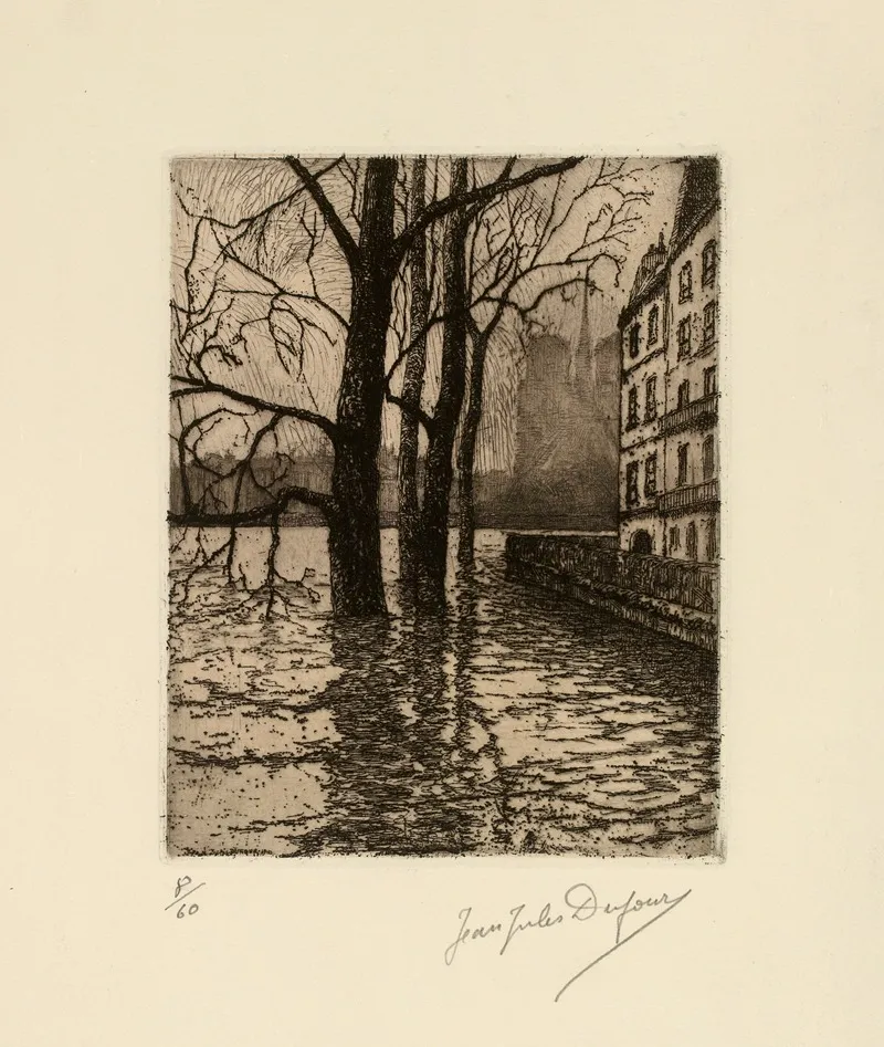 Le Quai Dorleans Inondations by Jean-Jules Dufour - Canvas Print