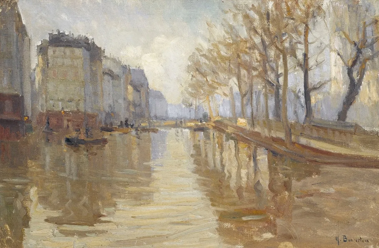 Le Quai Montebello Inondations De 1910 by Germain Eugène Bonneton - Canvas Print