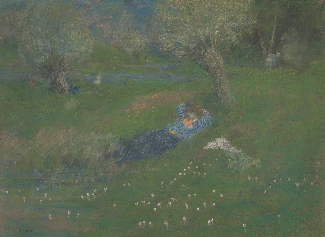 Le Repos Sous Larbre Misia Natanson A Villeneuve Sur Yonne by Ker-Xavier Roussel - Canvas Print