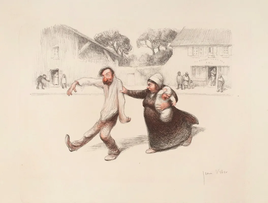 Le Retour Au Logis by Jean Veber - Canvas Print