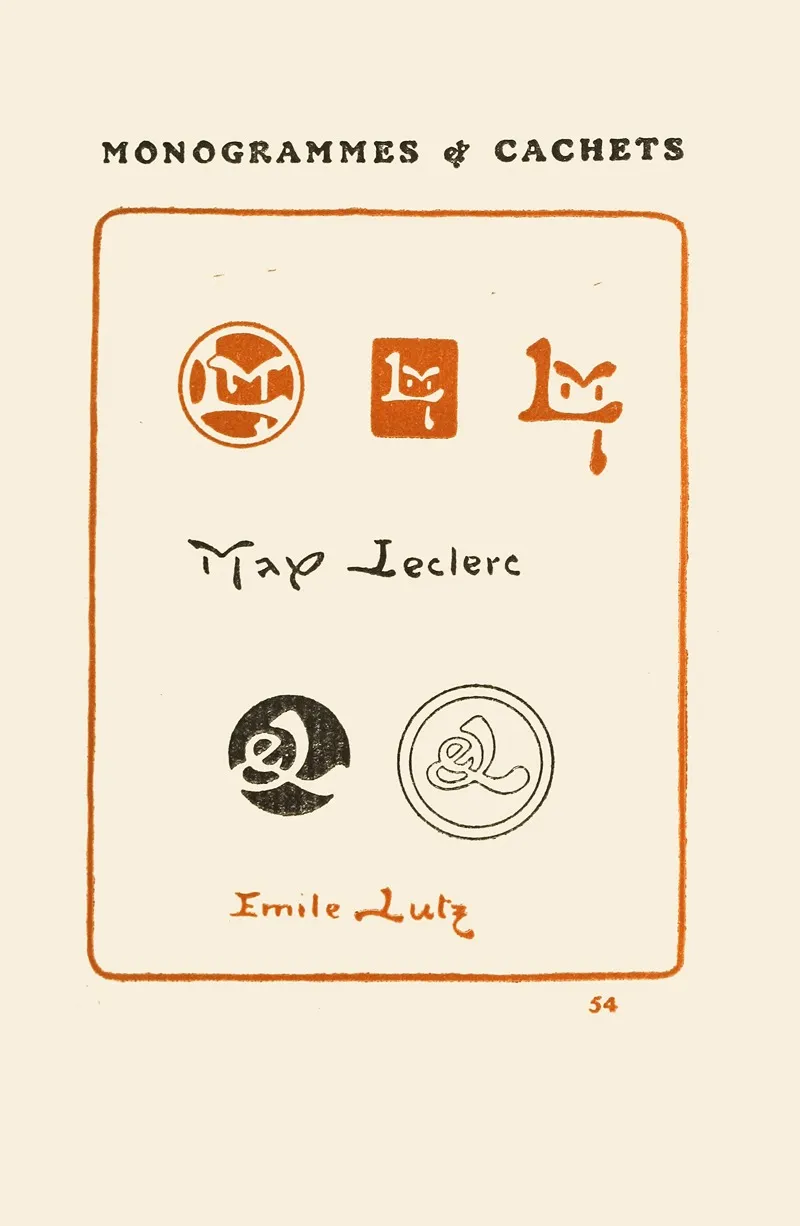 Le Second Livre Des Monogrammes Marques Cachets Et Es Libris Pl 52 by George Auriol - Canvas Print