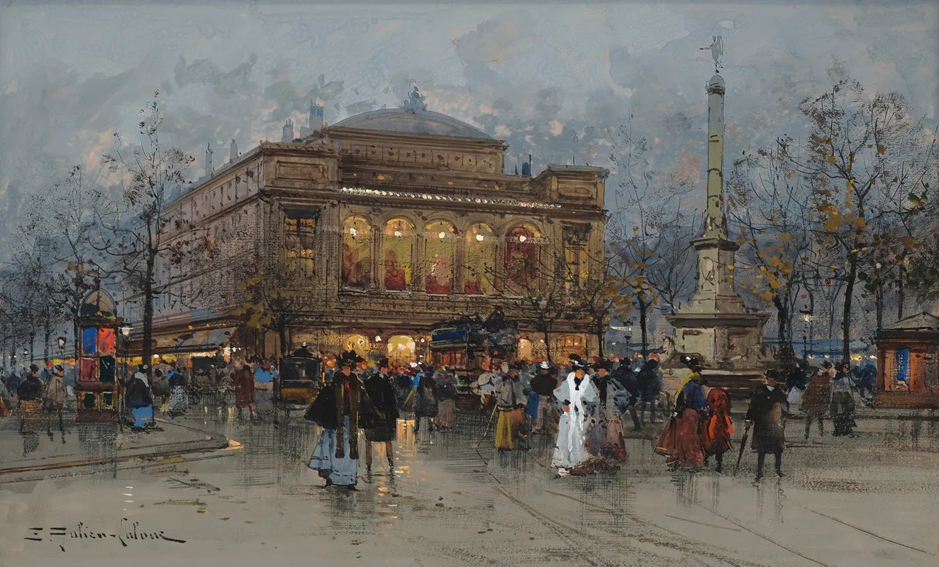 Le Theatre Du Chatelet Paris 2 by Eugène Galien-Laloue - Canvas Print