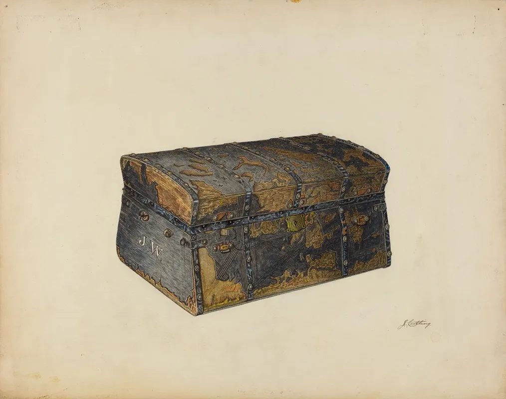 Leather Covered Trunk by John Cutting - Canvas Print