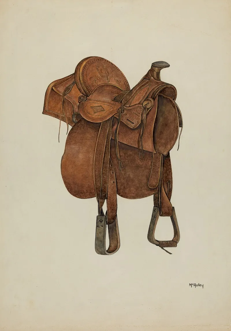Leather Saddle by William McAuley - Canvas Print