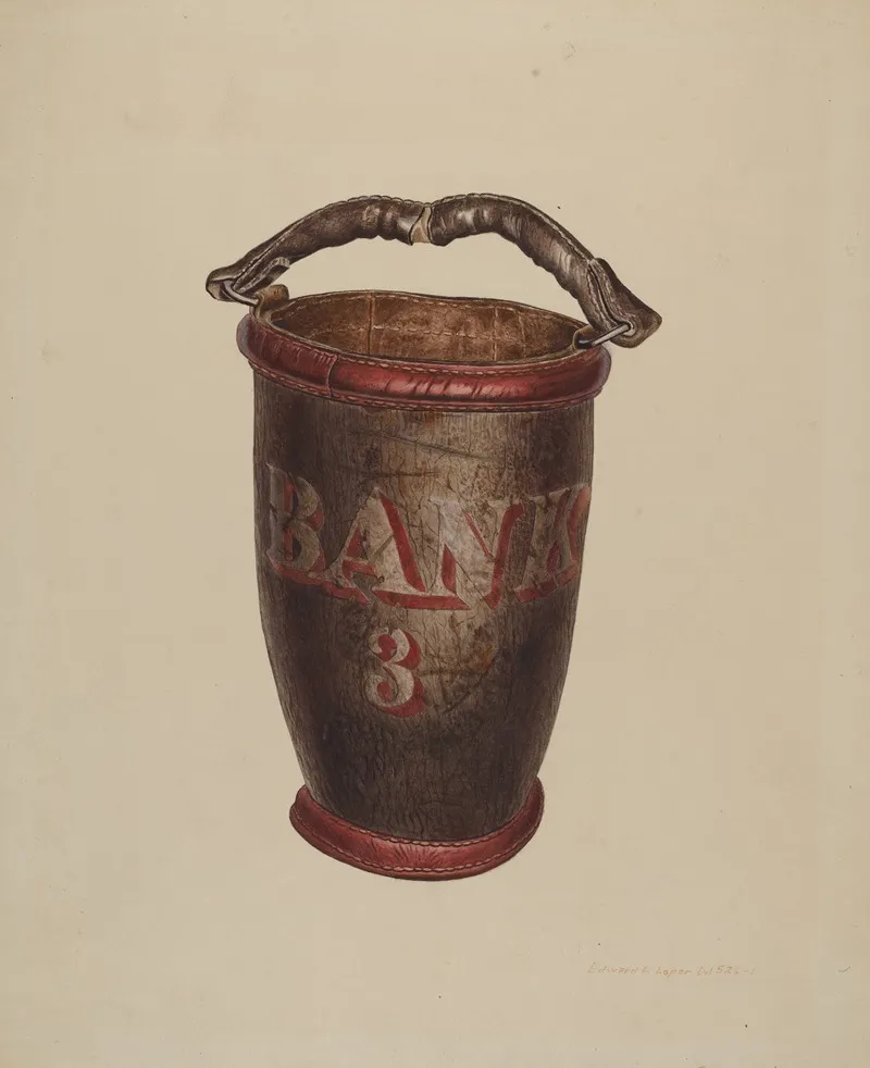 Leather Water Bucket 2 by Edward L. Loper - Canvas Print