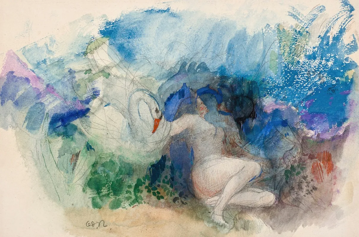 Leda Et Le Cygne 4 by Odilon Redon - Canvas Print