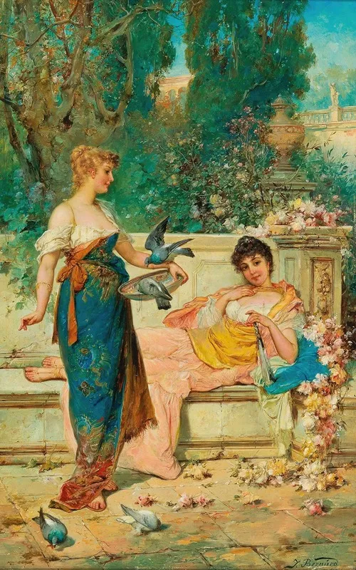 Leisure Hours 3 by Hans Zatzka - Canvas Print