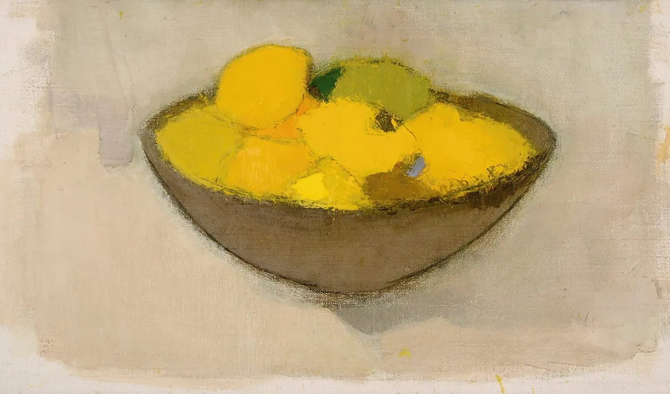 Lemons In A Bowl by Helene Schjerfbeck - Canvas Print