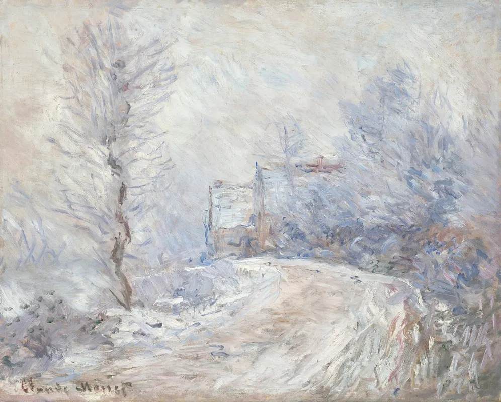 Lentree De Giverny Sous La Neige by Claude Monet - Canvas Print