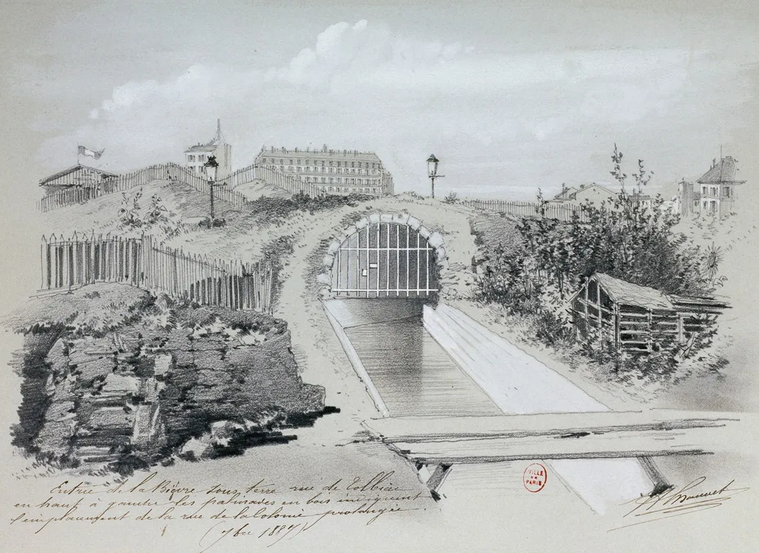 Lentree De La Bievre Dans Paris Rue De Tolbiac 13eme Arrondissement by Jules-Adolphe Chauvet - Canvas Print