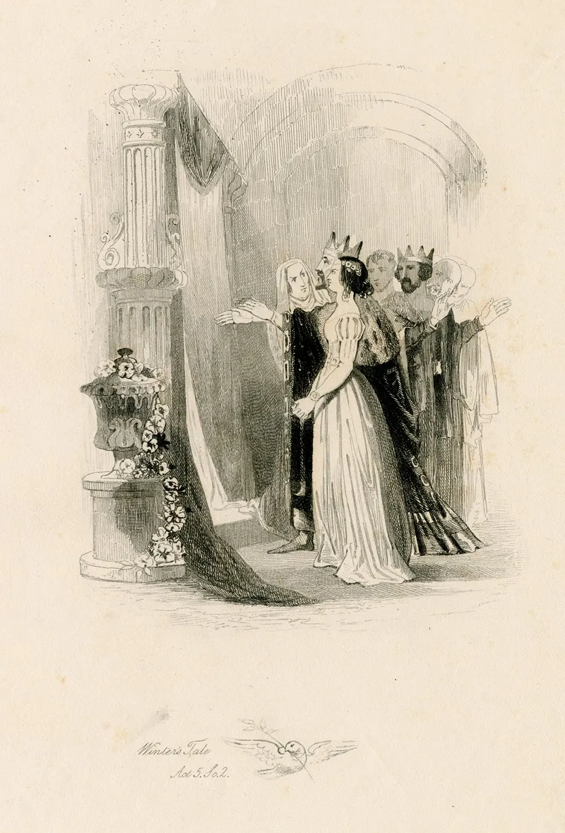 Leontes O Thus She Stood Even With Such Life Of Majesty Winters Tale Act 5 Scene 3 by Joseph Kenny Meadows - Canvas Print